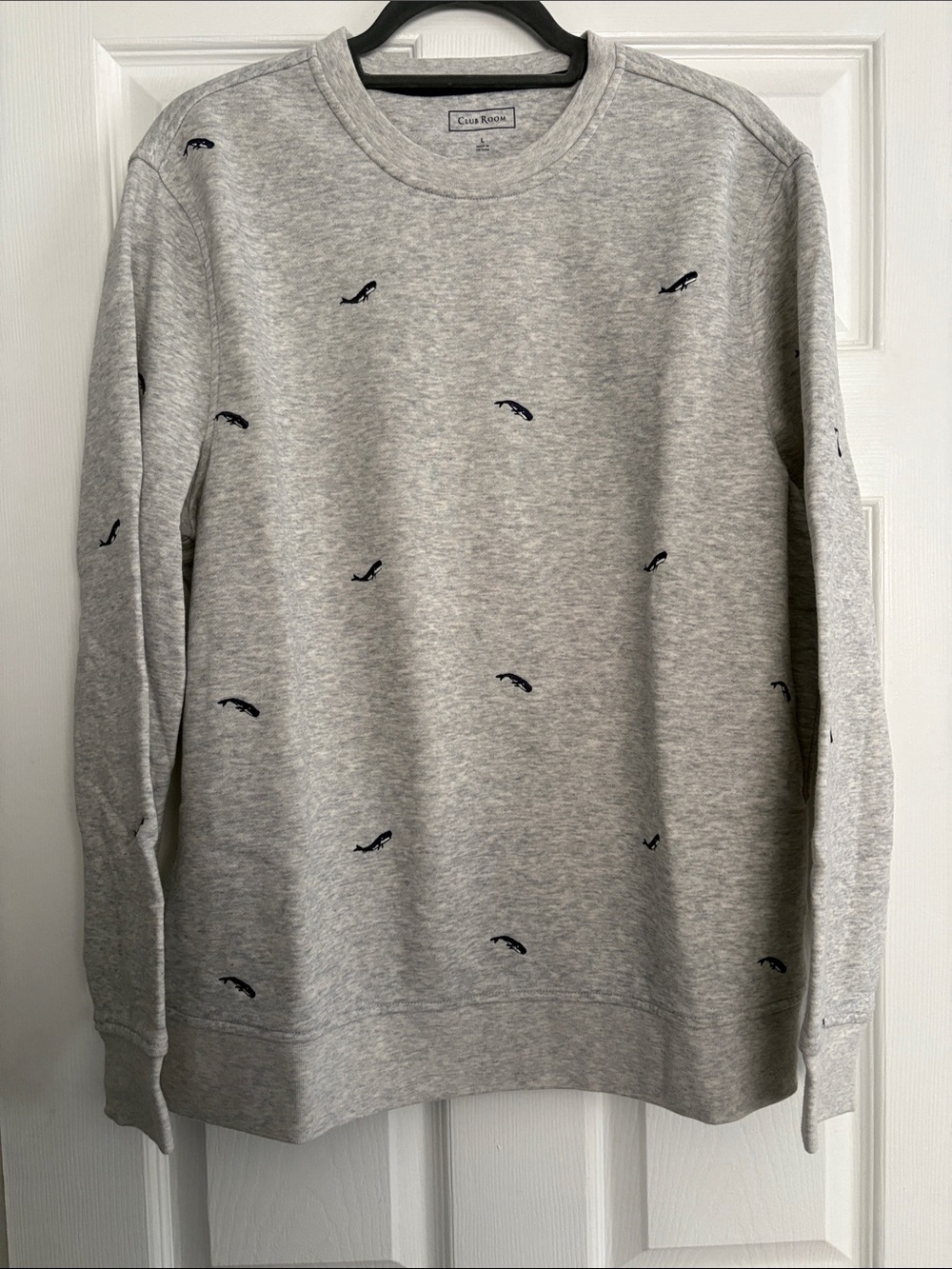 Club Room Gray Crewneck Sweatshirt with Navy Embroidery